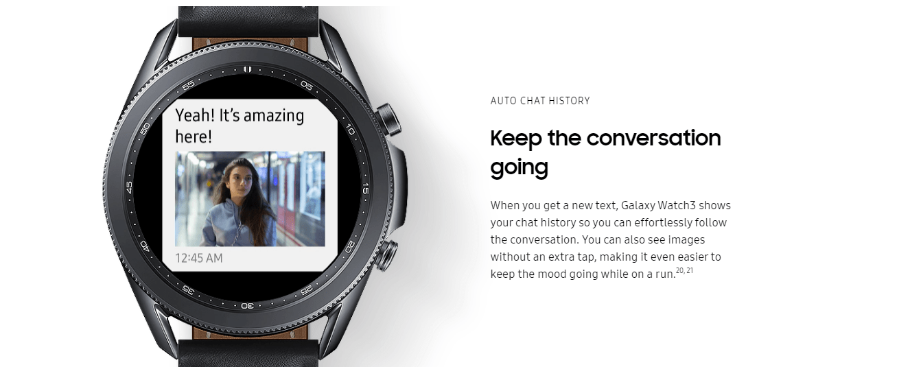 Liên tục trò chuyện nhờ vào khả năng kết nối Internet của Galaxy Watch 3 bản LTE @samsung.com