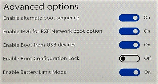 Kích hoạt Battery Limit Mode trong phần Advanced options (Nguồn: Microsoft)