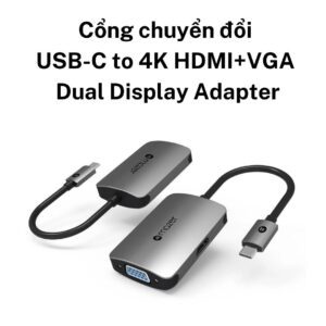 Cổng chuyển đổi USB-C to 4K HDMI+VGA Dual Display Adapter
