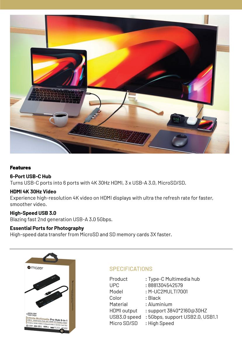 Mazer - Cổng chuyển đổi Infinite HUB 6-in-1 USB-C 13