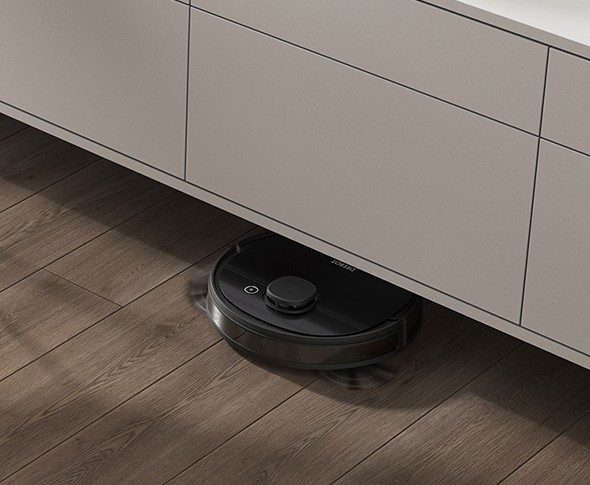 Khuôn viền Ecovacs Deebot Ozmo 950 được bo tròn theo tỉ lệ chuẩn, trang bị một  bàn chải lớn và hai bàn lau phụ với kích thước nhỏ nhắn
