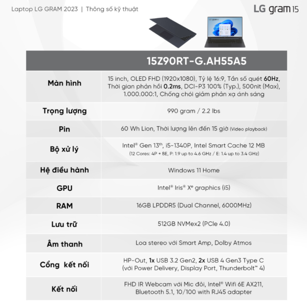 LG Gram 15.6 inch 16GB 512GB (ULTRA SLIM)