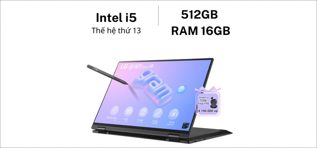 Laptop LG Gram với bản lề mở 360 độ