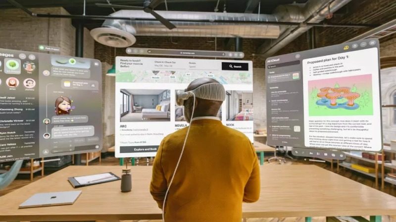 Bạn có thể làm việc dễ dàng trên không gian ảo của Vision Pro