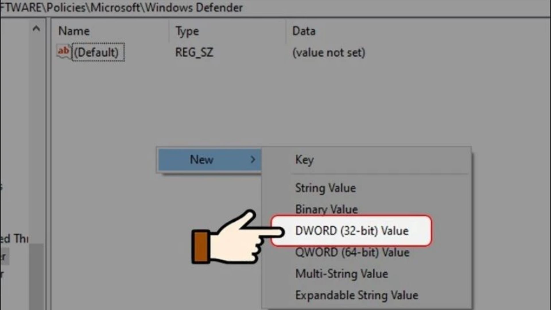 Chọn tiếp Chọn DWORD (32-bit) Value