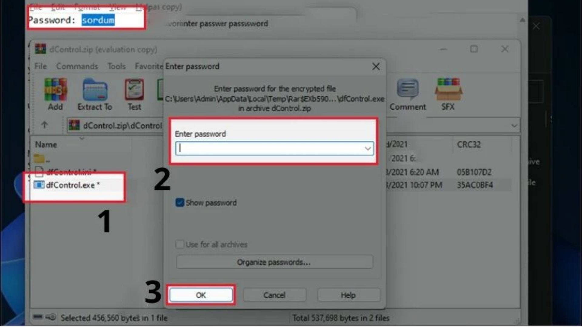Tải file và giải nén theo thứ tự như trên hình ảnh