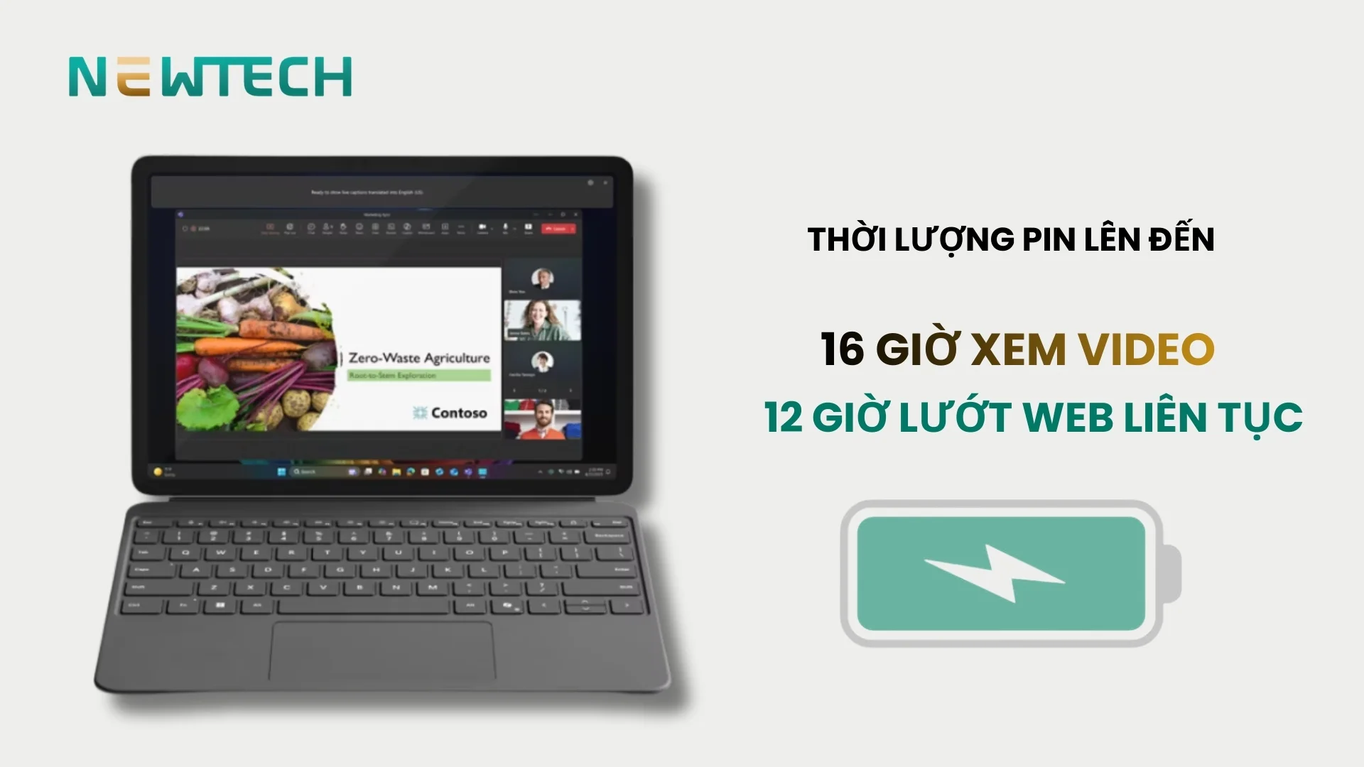 Thời lượng pin ấn tượng của Surface Pro 12 inch Snapdragon X Plus 16GB 1TB Business