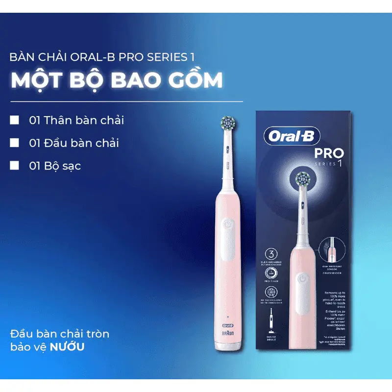 Bàn chải điện Oral-B Pro Series 3 Chính Hãng (Copy) – Hồng, New, Nhập Khẩu, BH 24T