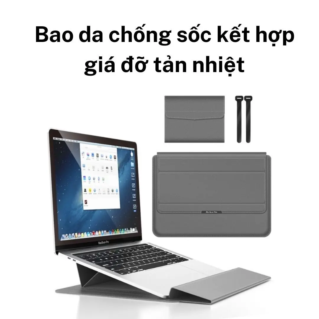 Bao da chống sốc cao cấp kết hợp giá đỡ tản nhiệt