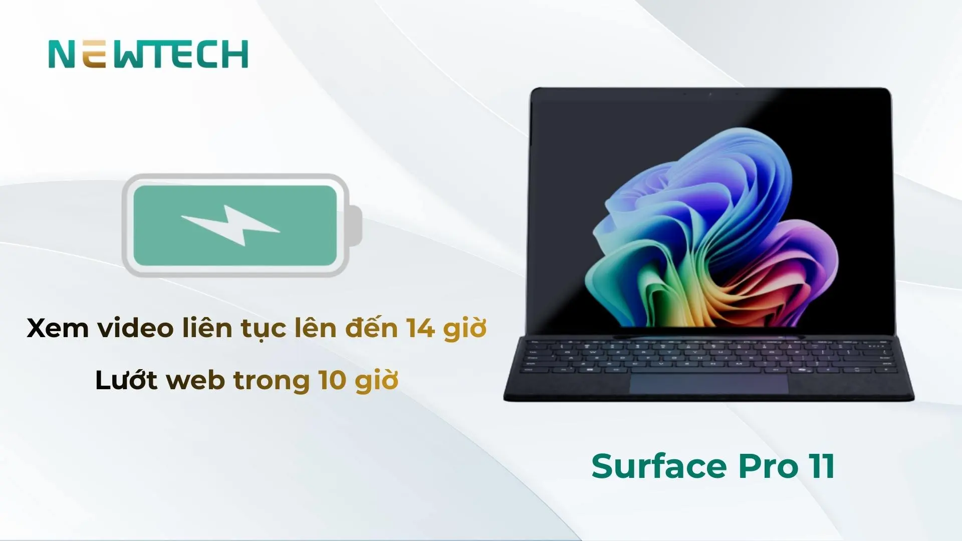Surface Pro 11 - Snapdragon X Elite 32GB/1TB (Refurbished) 9 Dung lượng pin cả ngày