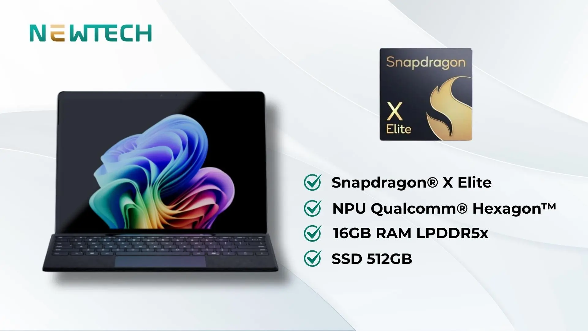 Surface Pro 11 - Snapdragon X Elite 16GB/512GB (Refurbished) 16 Hiệu năng vượt trội với vi xử lý Snapdragon X Elite