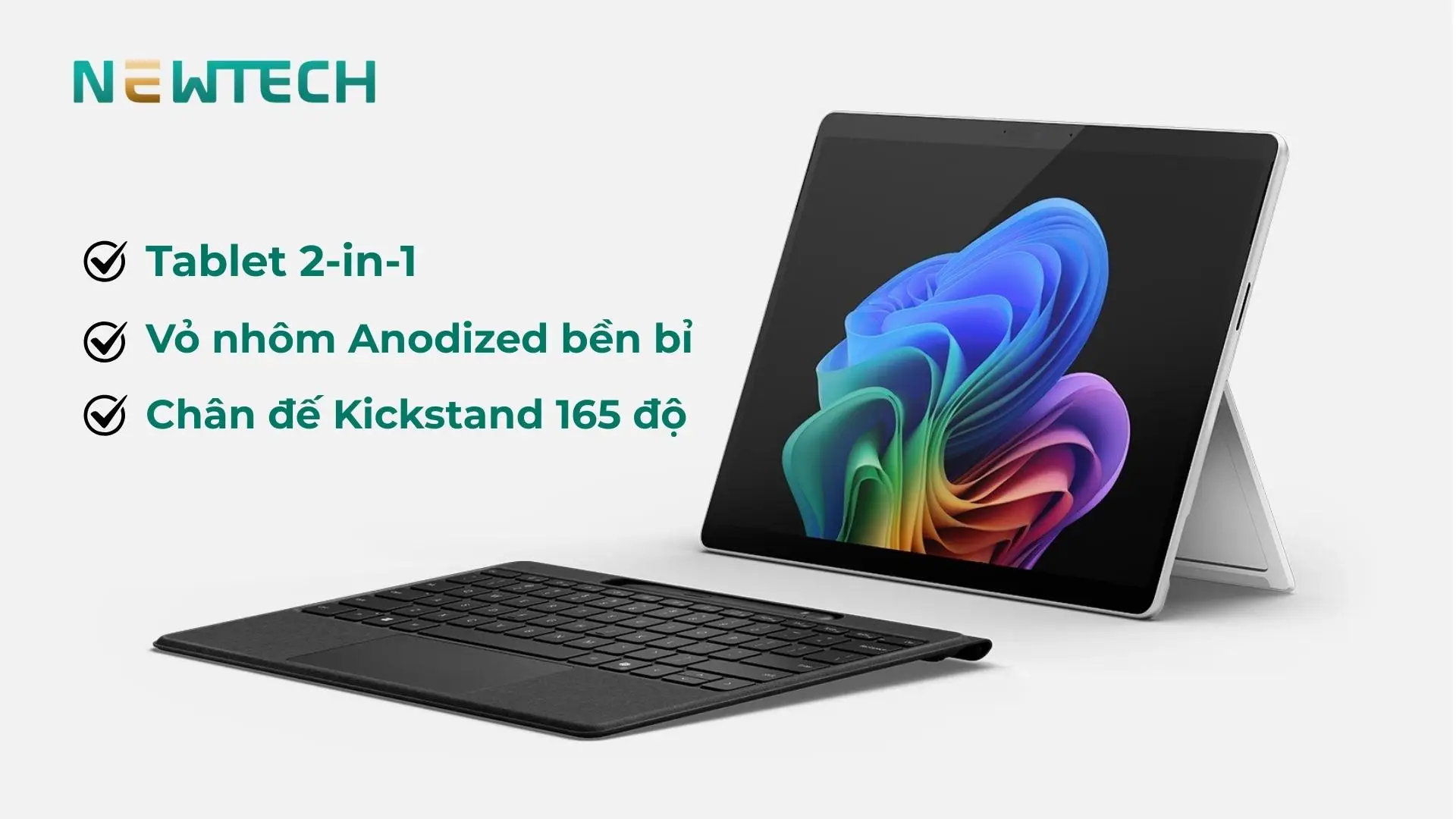 Surface Pro 11 - Snapdragon X Elite 16GB/512GB (Refurbished) 14 Thiết kế nhôm nguyên khối thanh lịch, gọn nhẹ