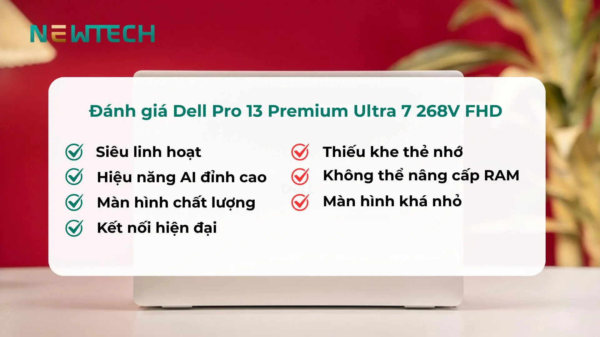 Đánh giá laptop Dell Pro 13 Premium Ultra 7 268V 32GB 512GB FHD