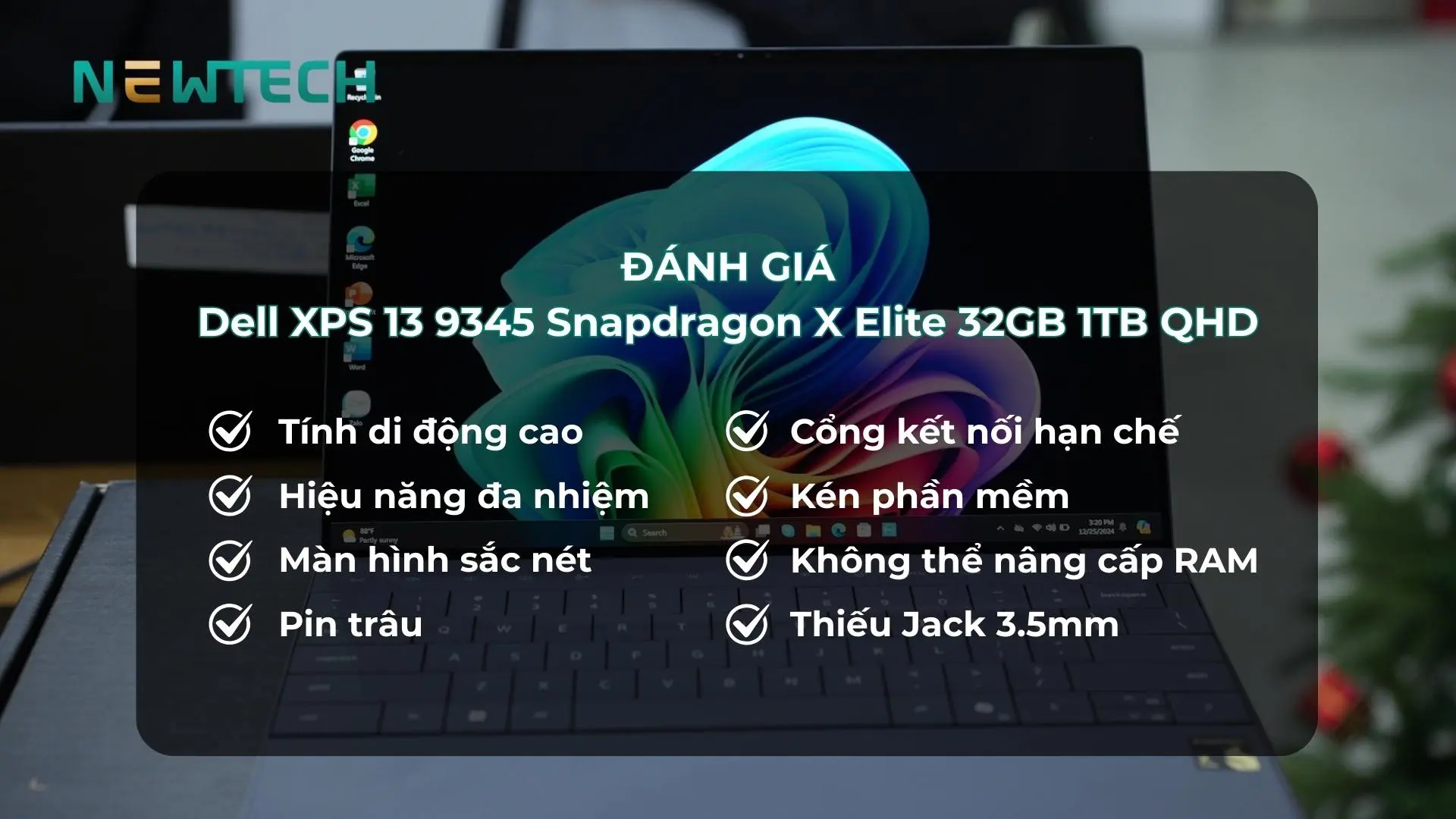 Dell XPS 9345 13.4 inch Snapdragon X Elite 32GB 1TB QHD+ New 29 Đánh giá laptop Dell XPS 13 9345 Snapdragon X Elite 32GB 1TB QHD