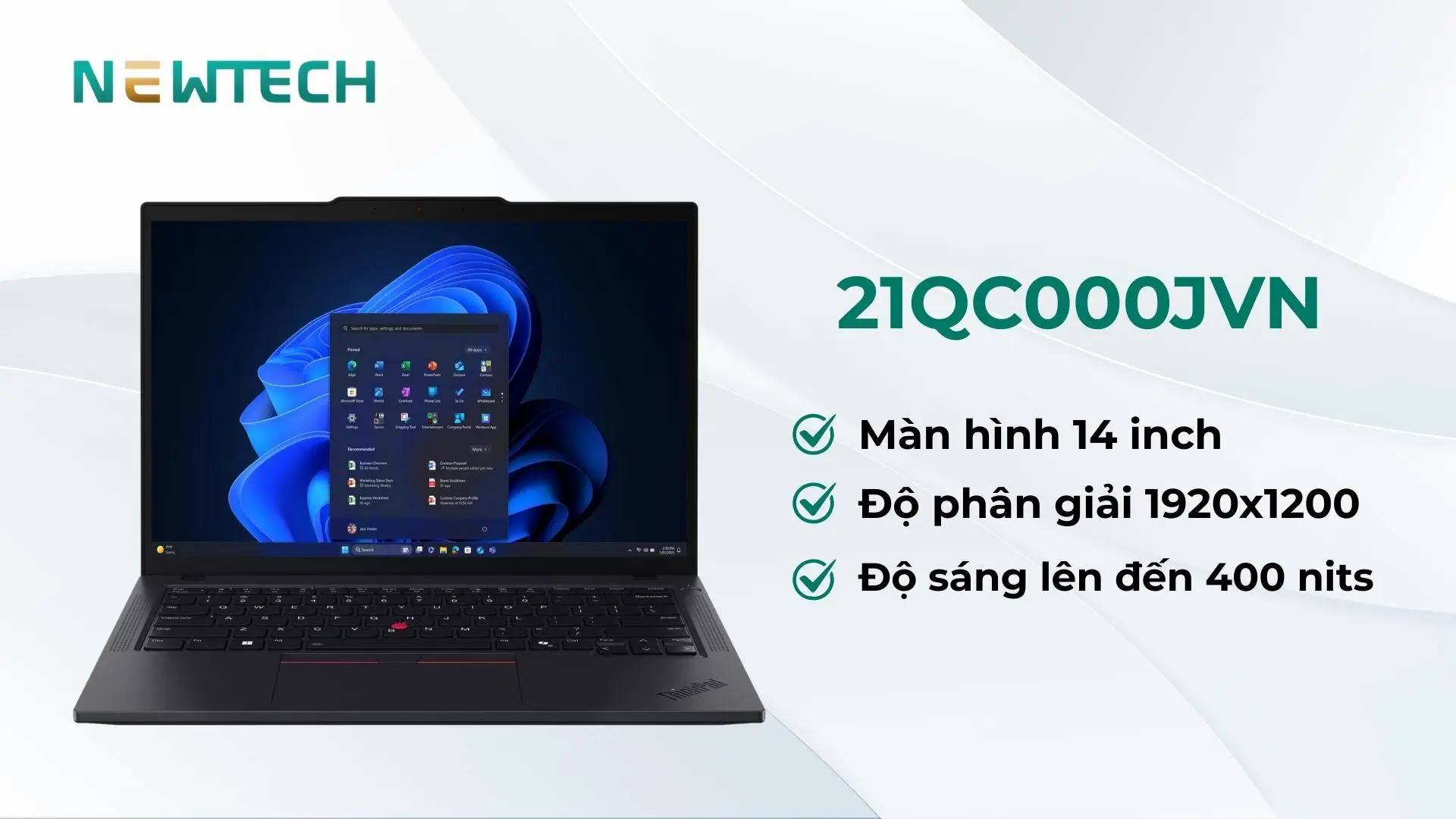 Lenovo ThinkPad T14 Gen 6 Ultra 7 255H 32GB 1TB 14" WUXGA Win11 (21QC000JVN) 19 Màn hình 14" WUXGA hiển thị rõ nét