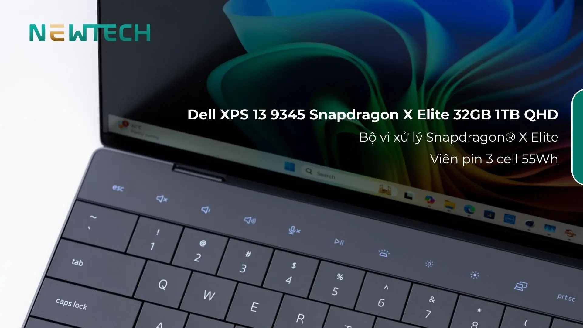 Dell XPS 9345 13.4 inch Snapdragon X Elite 32GB 1TB QHD+ New 25 Pin tối ưu năng lượng từ Snapdragon X Elite