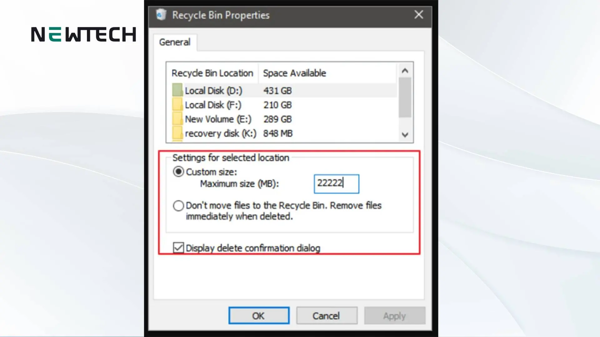 Cách làm laptop chạy nhanh hơn siêu đơn giản! 17 Kiểm soát dung lượng bộ nhớ tạm từ Recycle Bin